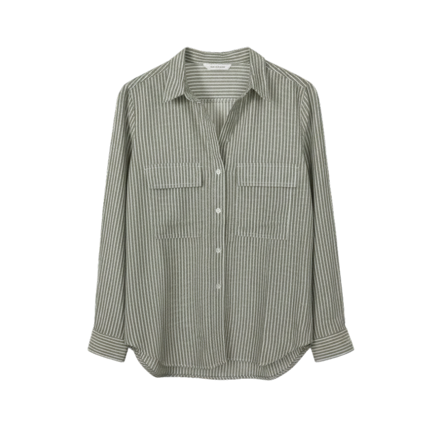 Sage Stripe Button-Up